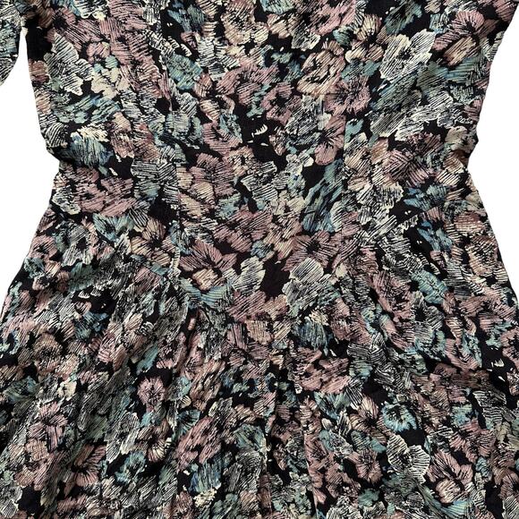 VTG Betsy's Things 90s Shoulder Pads Long Sleeve Drop Yoke Floral Cottagecore S - Picture 4 of 9